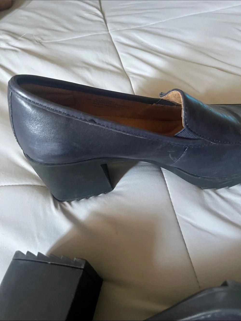 Comfortiva Navy Leather Slip-On Loafers